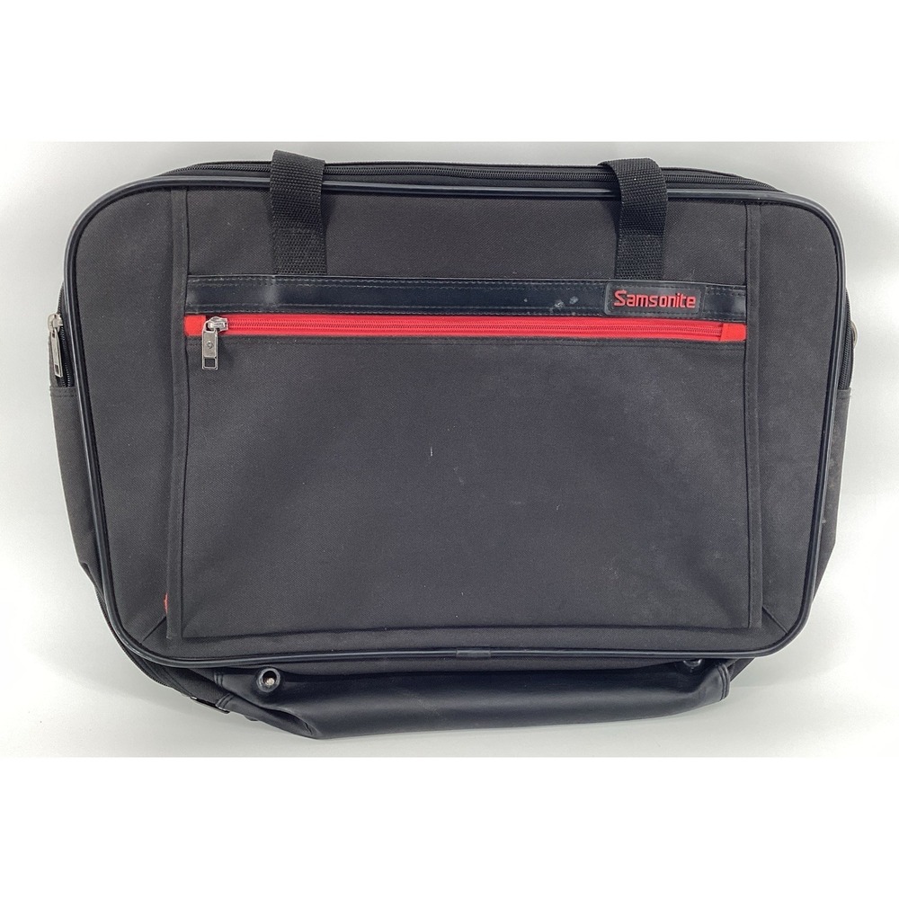 Samsonite Padded Laptop Bag Briefcase Messenger No Shoulder Strap Black & Red